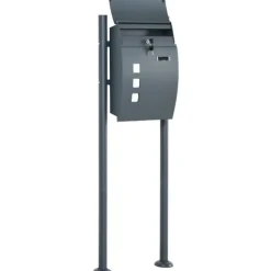 Brevlåda med stativ och tidningsfack, 44x15x114 cm, antracit