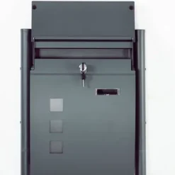 Brevlåda med stativ och tidningsfack, 44x15x114 cm, antracit