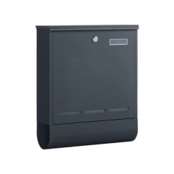 Brevlåda med tidningsfack och namnskylt, antracit, 35 x 12 x 42,5 cm