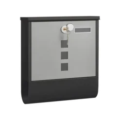 Brevlåda med tidningsfack och namnskyltshållare, 30,5 x 9,5 x 33,3 cm