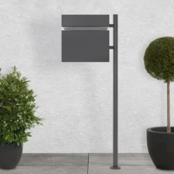 Brevlåda 37x36,5x11 cm antracit/svart marmorlook stål ML design