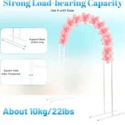 Bröllopsbåge - Ballongbåge & bakgrundsstativ - 2,2 m - Stål - Inne/ute - Vit