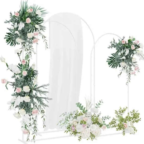 Bröllopsbåge 3 pcs Vit Stål