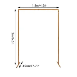 Bröllopsbåge för trädgård, fyrkantig metallbåge med baser, 6,6 × 4,9 ft, gul, storlek M