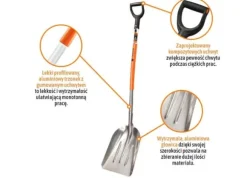 Bruksskyffel i aluminium - universal - smal, (290/380/1380 mm), Teger