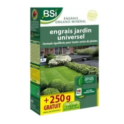 BSI - Organiskt gödselmedel - Universal - Flera växter - Gräsmatta, grönsaksträdgård, blommor och annat - Långvarig verkan - 1,25 kg - 12,5 m²