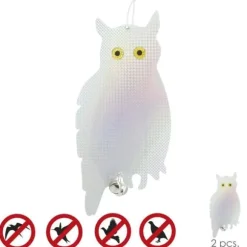 Buho Espantapajaros Reflectante Para Colgar Con 2 Cascabeles (2 Piezas)