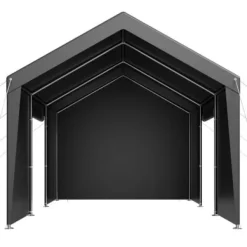 Carport, 365x609x302 cm, Grå, Stålram