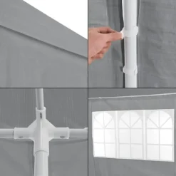 [casa.pro]® Trädgårdspaviljong-Partytält-600x300x255cm-hopfällbar-mörkgrå-vattentät