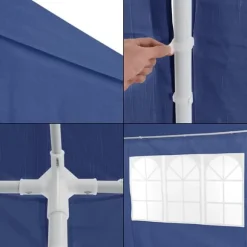 [casa.pro]® Trädgårdspaviljong-Partytält-400x300x255cm-hopfällbar-mörkblå-vattentät