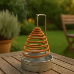 Citronella Rökelse Mot Mygg i Spiral med Stålstöd och Metallåda för Utomhus Trädgård Terrass - Pack med 3