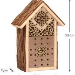 CKB LTD Naturligt trä Insektshotell för bin Nyckelpiga Butterfly Shelter Bo Trädgård Utomhus Habitat Hem Exteriör 16x9x23cm