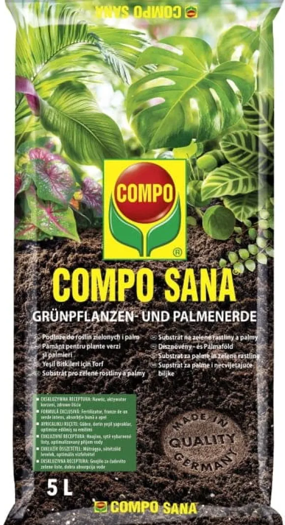 Compo Sana substrat för gröna växter och palmer 5L blandning av torv, perlit och dolomit