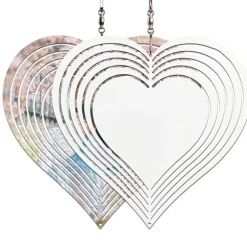 3D Kinetisk Vindspel Hjärta, 25cm x 25cm, Rostfritt Stål