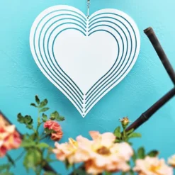 3D Kinetisk Vindspel Hjärta, 25cm x 25cm, Rostfritt Stål