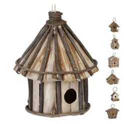 Dekorativ fågelholk, trä, 39x21x14 cm, natur