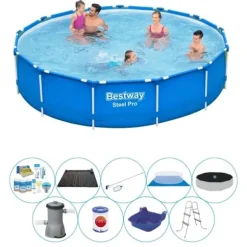 Deluxe Poolpaket - Bestway Steel Pro Round 396x84 cm