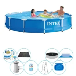 Deluxe Poolpaket - Intex Metallram Rund 366x76 cm