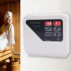 Digital bastustyrning - Extern kontrollpanel - 3–9 kW - 220–240 V - Temperatur 40–105 °C - Belysning max 60 W - Väggmonterad