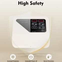 Digital bastuugnskontroller, effektutgång 3-9KW, spänning 220-240V, ström 4.5-13.7A, temperaturintervall 40-105℃, dimensioner 24.5*21.5*8cm