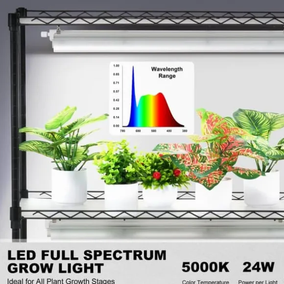 DIY Växtställ med Grow Lights 6 våningar, 192W, Hög Växtstödhylla för inomhusodling och ljustillförsel, perfekt för växttillväxt