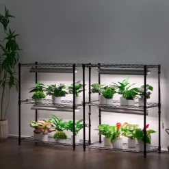 DIY Växtställ med Grow Lights 6 våningar, 192W, Hög Växtstödhylla för inomhusodling och ljustillförsel, perfekt för växttillväxt