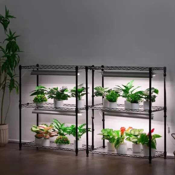 DIY Växtställ med Grow Lights 6 våningar, 192W, Hög Växtstödhylla för inomhusodling och ljustillförsel, perfekt för växttillväxt