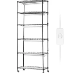 DIY Växtställ med Grow Lights 6 våningar, 192W, Hög Växtstödhylla för inomhusodling och ljustillförsel, perfekt för växttillväxt