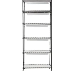 DIY Växtställ med Grow Lights 6 våningar, 192W, Hög Växtstödhylla för inomhusodling och ljustillförsel, perfekt för växttillväxt