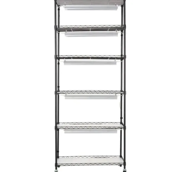 DIY Växtställ med Grow Lights 6 våningar, 192W, Hög Växtstödhylla för inomhusodling och ljustillförsel, perfekt för växttillväxt