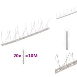 Djuravvisande medel - Living 5-raders fågelpiggar i rostfritt stål 20 st 10 m