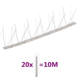 Djuravvisande medel - Living 5-raders fågelpiggar i rostfritt stål 20 st 10 m