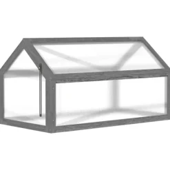 Drivbänk i trä 90x52x49,5 cm, ljusgenomsläppligt lock, vintertålig – grå