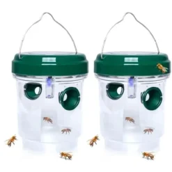 Drosophila Trap flugfälla Getingar och myggor Solar LED flugfällor Utomhusgeting för bin Gula jackor 2-pack (grön)