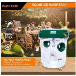 Drosophila Trap flugfälla Getingar och myggor Solar LED flugfällor Utomhusgeting för bin Gula jackor 2-pack (grön)