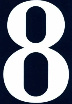 Dörrplatta - dekorativ bokstav Symbol - NA08 - Självhäftande PVC gatunummer 110 x 40 mm Nummer 8