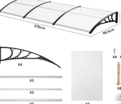 Dörröverhäng, Väderbeständig, Lätt Installation,270x98.5 svart