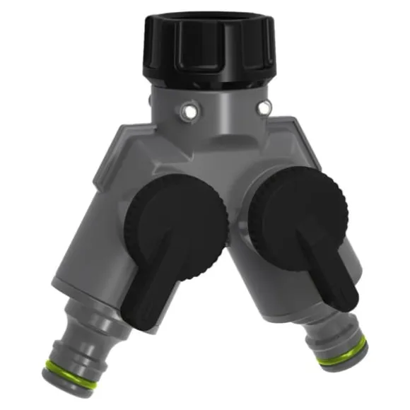 Dubbel vattenfördelare med ventiler STR STALCO GARDEN JUSTERBAR!