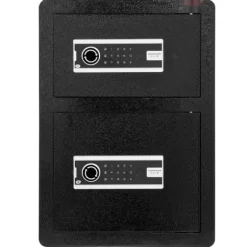 Dubbeldörr Kassaskåp 3,5 ku.ft med Nyckellås och Lösenord, Brandsäker Väska i Svart