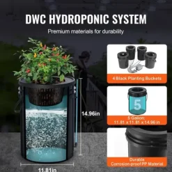 DWC Hydroponics Odlasystem Djupvattenkultur med Top Drip, 4 hinkars set, effektiv växttillväxt, lätt att använda