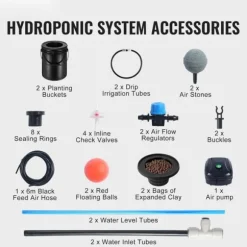 DWC Hydroponics Odling System Djupvattenkultur med Top Drip 2 Hinkar, effektiv växtodling, hydroponisk odlingsteknik
