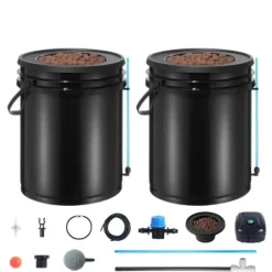 DWC Hydroponics Odling System Djupvattenkultur med Top Drip 2 Hinkar, effektiv växtodling, hydroponisk odlingsteknik