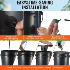 DWC Hydroponics Odling System, Deep Water Culture, 8 Hinkar, Luftpump, Effektiv Vattentillförsel, Optimerad Växttillväxt