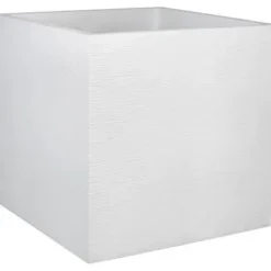EDA PLASTIQUE Grafit fyrkantig blomma låda - 57 L - 49,5 x 49,5 x 49,5 cm - Vit bly