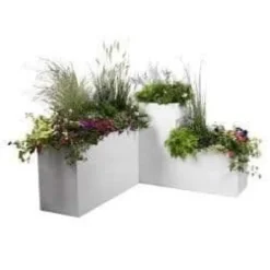 EDA PLASTIQUE Grafit fyrkantig blomma låda - 57 L - 49,5 x 49,5 x 49,5 cm - Vit bly