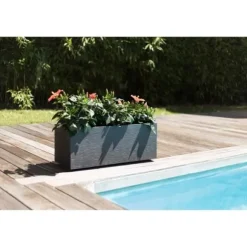 EDA PLASTIQUE Graphit Up Planteringskärl - 57 L - 79.5 x 29.5 x 29.5 cm - Antracitgrå