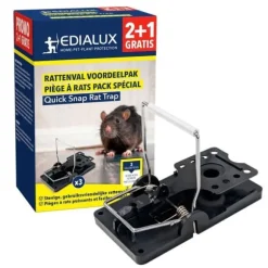 Edialux Rått- och musefälla snap pack fördelaktig - 2+1 gratis återanvändbara fällor i robust plast och galvaniserat metall