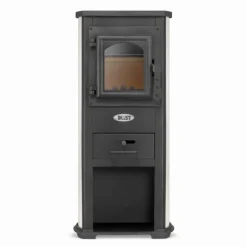 EKONOMIK LUX Multifunktionell Vedspis - 6,6 kW, Kockplatta, Röd/Beige/Antracit