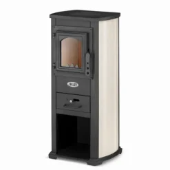 EKONOMIK LUX Multifunktionell Vedspis - 6,6 kW, Kockplatta, Röd/Beige/Antracit