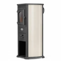 EKONOMIK LUX Multifunktionell Vedspis - 6,6 kW, Kockplatta, Röd/Beige/Antracit